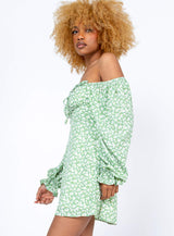 Love Birds Long Sleeve Mini Dress Green