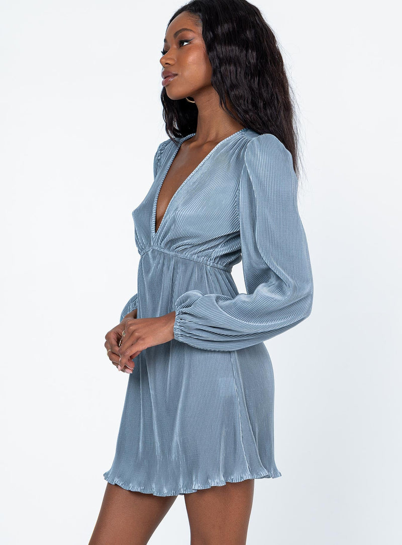 Brody Long Sleeve Mini Dress Blue