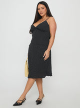 Cabernet Asymmetrical Set Black Polka Curve
