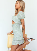 Leah Mini Dress White / Green