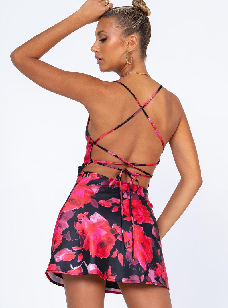 Celena Mini Dress Red Floral
