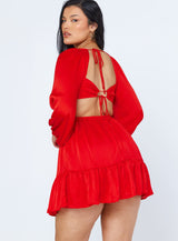 Tropez Long Sleeve Mini Dress Red
