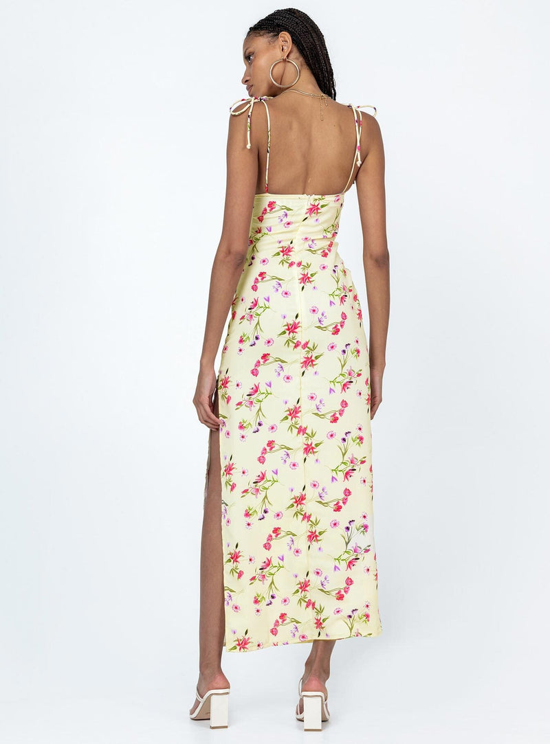 Arness Maxi Dress Yellow Floral
