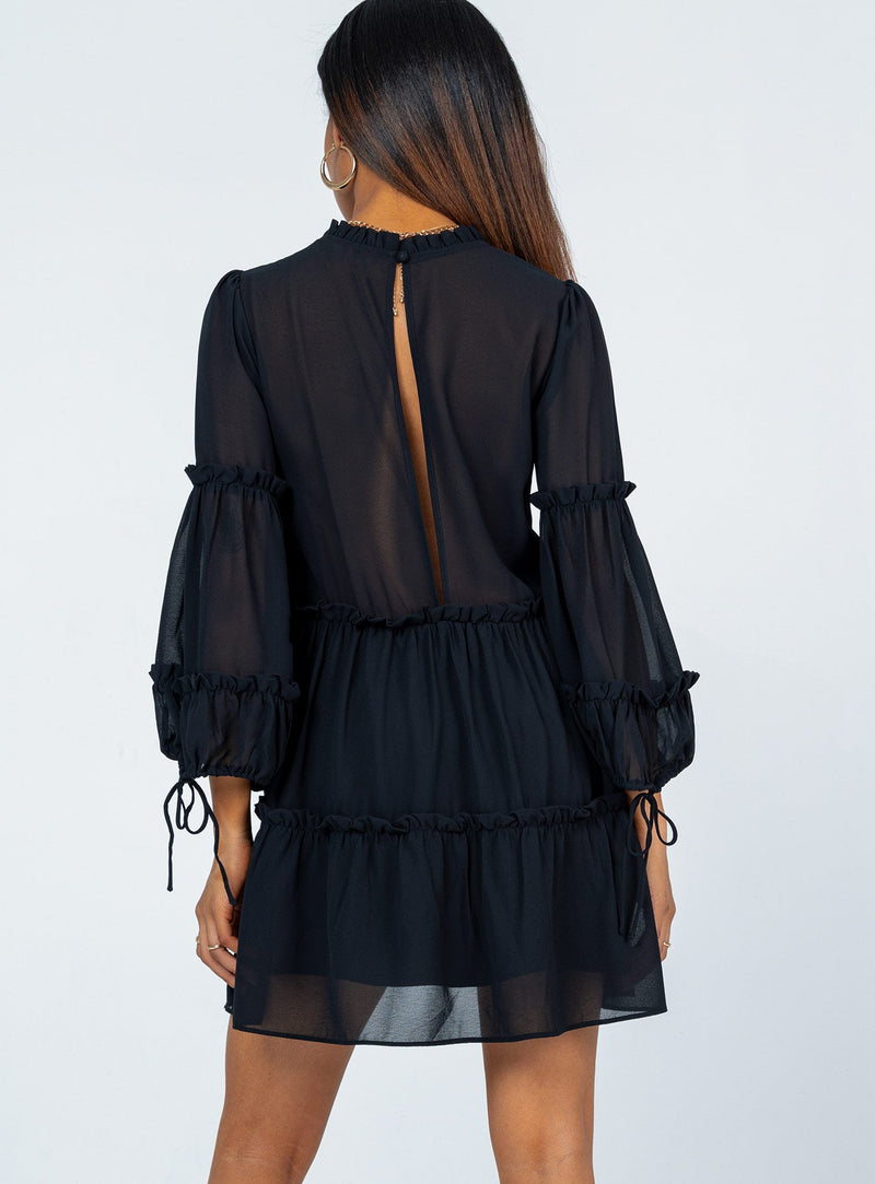 Eden Bloom Mini Dress Black