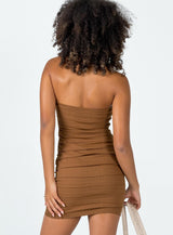 Emmaline Strapless Mini Dress Brown