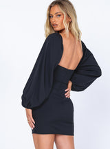 Lillie Long Sleeve Mini Dress Black