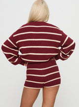 Read Your Mind Knit Short Maroon Stripe