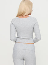 Closed Eyes Long Sleeve Top Grey