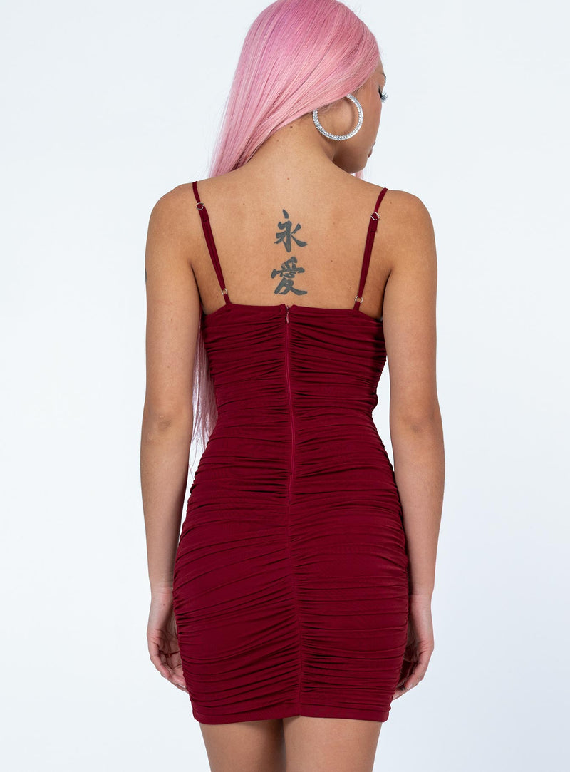 Courtney Mini Dress Burgundy