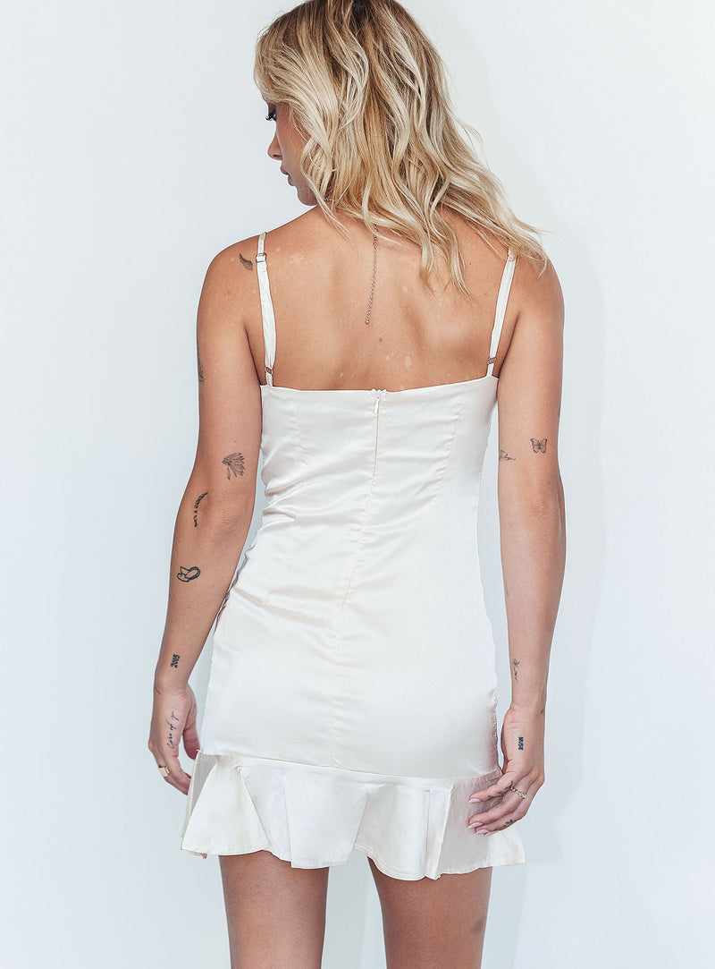 Kiribati Mini Dress Champagne Satin