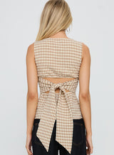 Michaud Top Brown Gingham