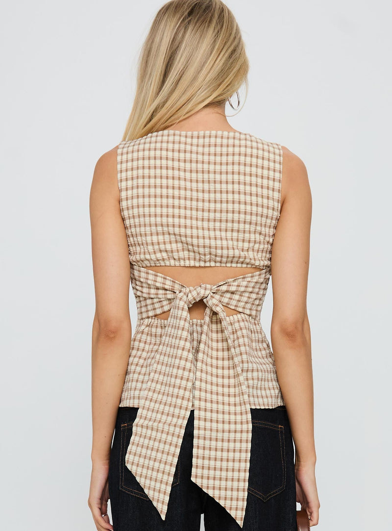 Michaud Top Brown Gingham