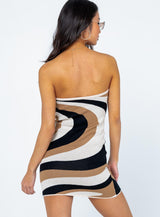 Zachary Strapless Mini Dress Beige Multi