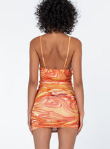 Harlan Mini Dress Orange Multi