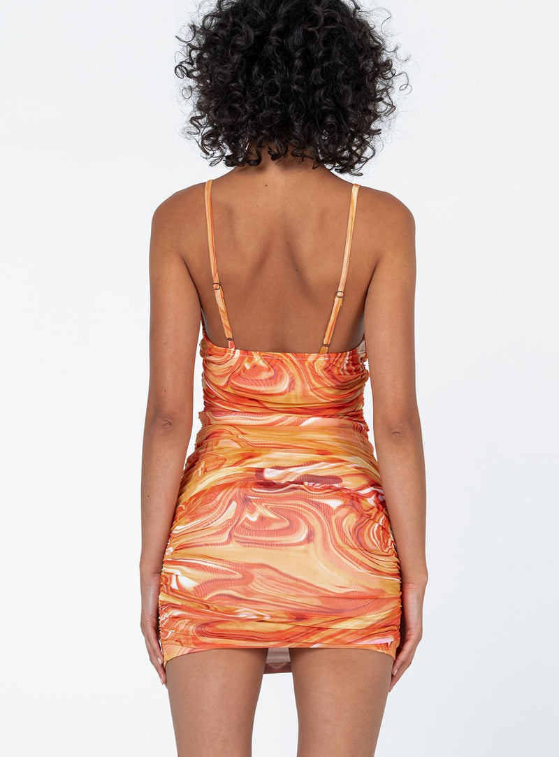 Harlan Mini Dress Orange Multi