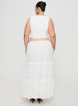 Buttacupe Lace Maxi Skirt White Curve