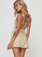 Landon Mini Dress Yellow Floral