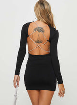 Verisha Long Sleeve Mini Dress Black