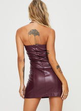 Hailey Strapless Mini Dress Burgundy