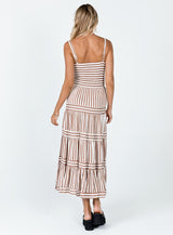 Caleb Maxi Dress Brown / White
