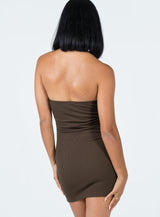 Becca Strapless Mini Dress Brown