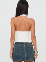 Hotter Than Fire Lace Halter Top White