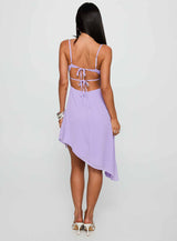Secret Gardens Asymmetrical Midi Dress Purple