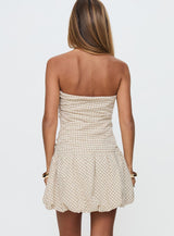 Abigaille Strapless Bubble Hem Mini Dress Check