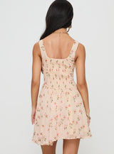 Straplie Mini Dress Cream Floral