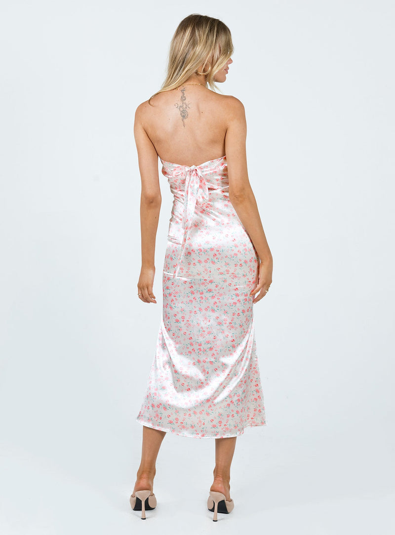 Barnsley Strapless Midi Dress Pink / Floral