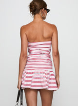 Juicie Strapless Mini Dress Pink / White Stripe