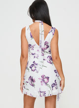 Varney Frill Mini Dress White / Purple Floral