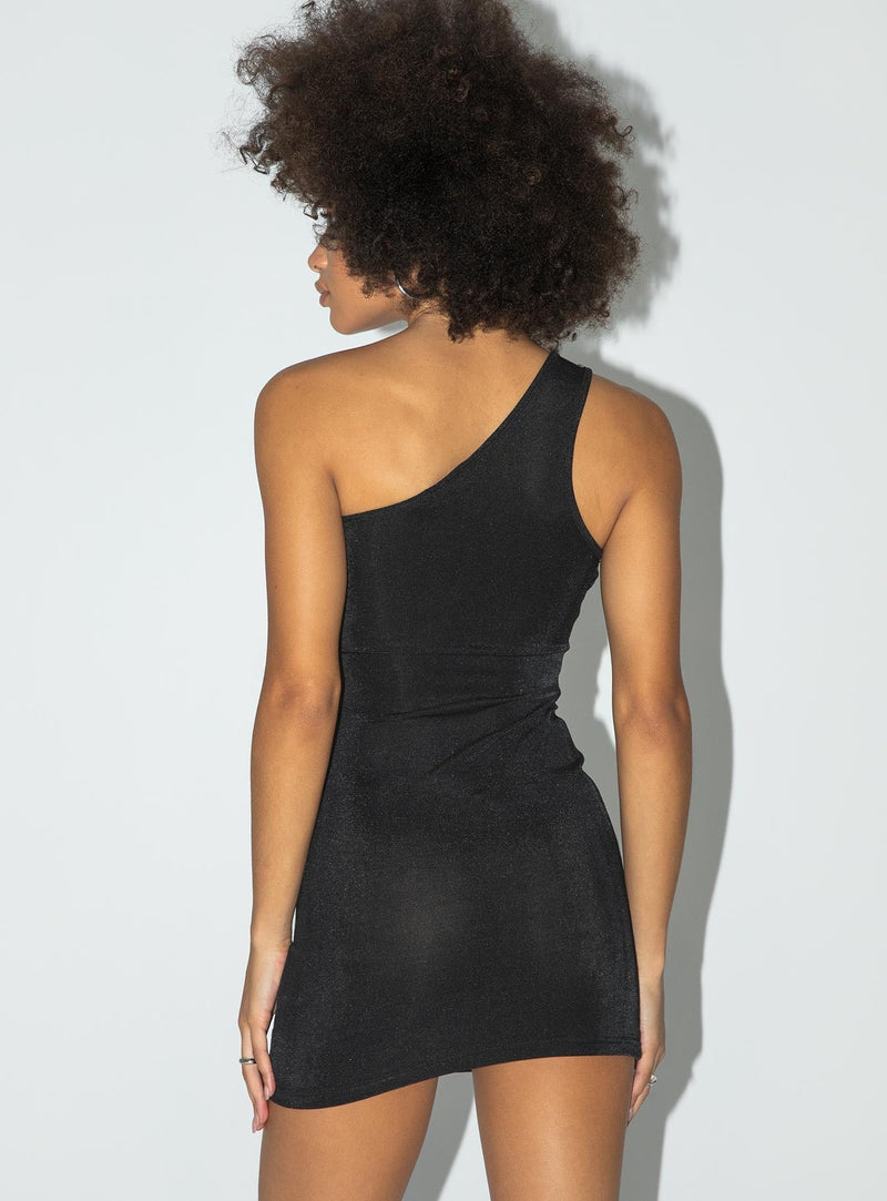 Motel Mandan Dress Crepe Black Hotfix Diamante