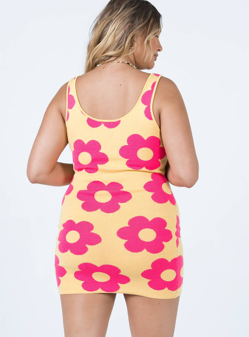 Lennon Mini Dress Yellow Floral