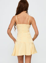 Sunset Haze Asymmetrical Mini Dress Lemon