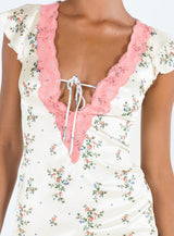 Armas Lace Trim Maxi Dress Floral