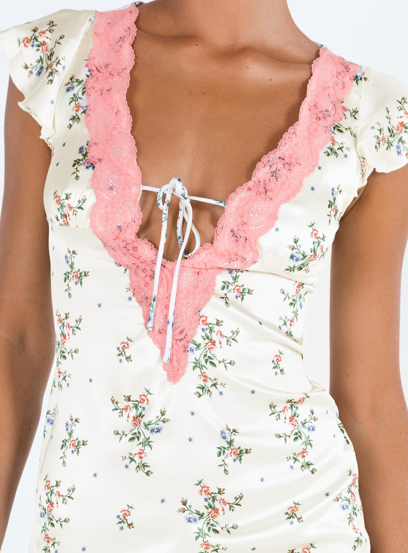 Armas Lace Trim Maxi Dress Floral