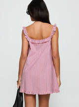 Zalina Babydoll Mini Dress Pink Stripe
