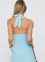 Eager Heart Chrome Detail Halter Top Blue