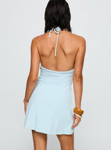 Selkie Beaded Mini Dress Blue