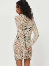 Atzaro Crochet Mini Dress Almond