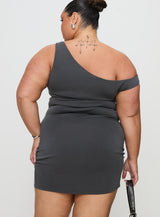 True Desires One Shoulder Mini Dress Grey