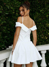 Streetlights Off Shoulder Mini Dress White