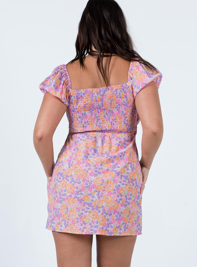 Nakita Mini Dress Purple Floral
