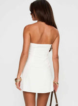 New Beginnings Strapless Mini Dress White