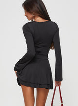 Canino Long Sleeve Mini Dress Black