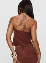 Lucelia Strapless Top Brown