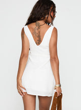 New Moon Frill Mini Dress White