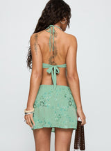 What A Coincidence Beaded Mini Skirt Teal