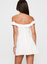 Rosebud Off The Shoulder Mini Dress White Petite